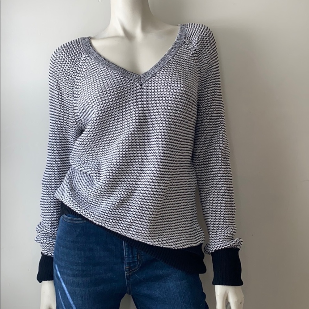 Calvin Klein Black and White V-Neck Sweater